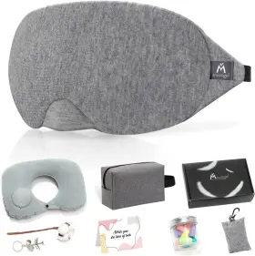 Aulxh23881 Mavogel Sleep Mask Gift Set - Cotton Eye With Inflatable Neck Grey