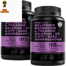 Medchoice 810000406425 12-in-1 Melatonin Sleep Capsules - Natural Aids 90 Count Pack Of 2