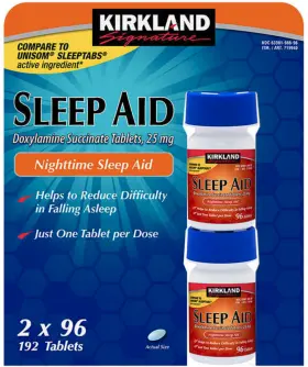 Medihealer 700961757622 Kirkland Signature Sleep Aid Doxylamine Succinate 25 Mg 2 X 96 Tablets 192 Ct