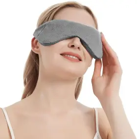 Meisenhome 791711538769 Heated Eye Mask Microwaveble Moist Heat Long Mask-grey