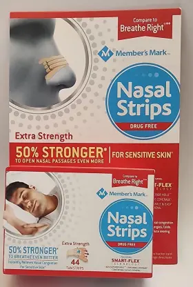 Members Mark 078742060583 Extra Strength Nasal Strips Tan 44 Ct. Free Shipping
