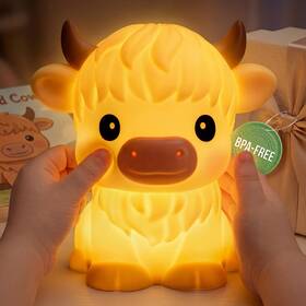 Mewaii Medo000lip1883c14-a Bpa-free Silicone Huggwaii Highland Cow Night Light For Kids Dimmable Brown