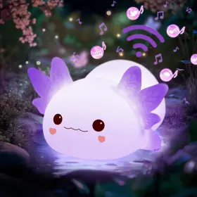 Nnmedo000lip1826p8-a-2 Mewaii Huggwaii Squishy Axolotl Night Light For Kids Dimmable Purple