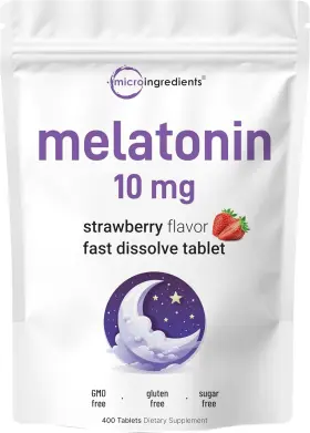 Micro Ingredients 850069023966 Melatonin 10mg Fast Dissolve Tabs Strawberry Flavor Natural Sleep Support 400ct