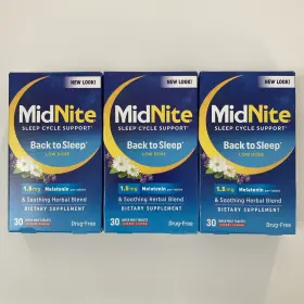 Midnite 091108350302 3 Pack - Back To Sleep Low Dose 1.5mg Melatonin 30 Tablets Ea 05/25