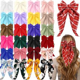 Mimorou B0dgqbmh3j 25 Pcs Satin Hair Bows Bulk Silky Big For Women Oversized Long