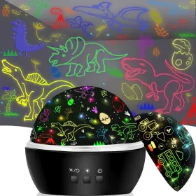 012-1652 Mingkids Night Light For Kids 2 In 1 Rotating Projector Lamp With Black Toys