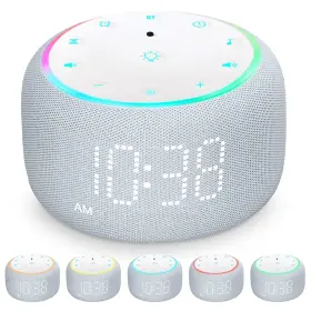 Mojikoo 765123173351 White Noise Machine Alarm Clock For Bedrooms - 5w Stereo Bluetooth Speaker