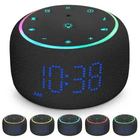 Mojikoo 765123173382 White Noise Machine Alarm Clock For Bedrooms - 5w Stereo Bluetooth Speaker