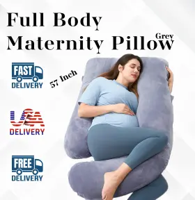 Momcozy 741157981131 57 Inch Pregnancy Pillow J Shaped Full Body With Velvet Cover Bed Pillows