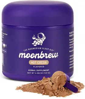 Moonbrew 313043311317 Nighttime Magnesium Hot Cocoa Jar Natural Sleep Aid Drink Mix For Adul