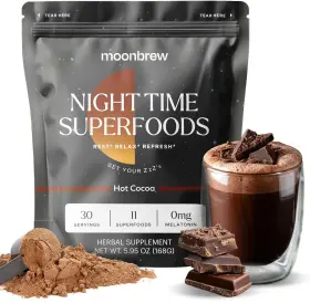 Moonbrew 313100357371 Nighttime Magnesium Hot Cocoa Natural Sleep Aid Drink Mix For Adults