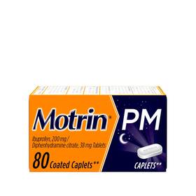 Motrin 56380 Pm Caplets 200 Mg Ibuprofen And 38 80 Count Pack Of 1 Orange