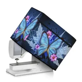 Mu-hjy1207cz92-3 Mumeson Blue Sewing Machine Cover With Multiple Storage Pocket Butterfly