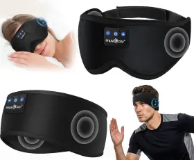 Musicozy 694743513431 2 Packs Sleep Headphones Bluetooth Mask Eye Masks With Headband Sleeping He