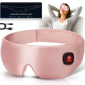 Mutilplx 768825128421 Silk Cordless Heated Eye Mask Washable Sleep Warm Compress Soft Pressu