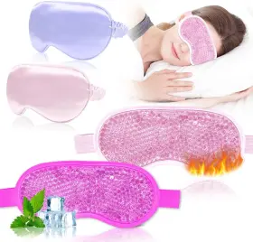 My Novel Things 445007697601 Cooling Eye Mask And Silky Sleep 4 Packs For Man Women Sleeping Frozen