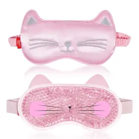 Csm001-cat My Novel Things Cooling Eye Mask And Sleep For Girl Woman 2 Pcs Cute Animal Cat Cartoon