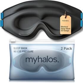 Myhalos 065011264280 Sleep Mask 3d Blackout Eye Memory Foam Black 2 Pack