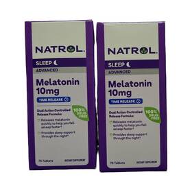 Natrol 047469070649 2-pack Melatonin Advanced 10mg Time Release Sleep Tablets - 75ct Exp 7/26
