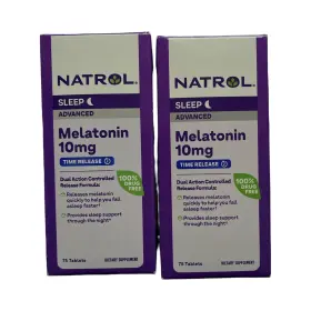 Natrol 047469070649 2-pack Melatonin Advanced 10mg Time Release Sleep Tablets - 75ct Exp 7/26