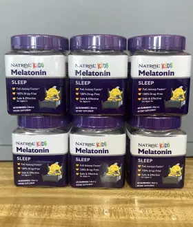 Natrol 047469076924 Lot Of 6 Kids Melatonin Sleeping Aids - 60 Gummies Exp 3/25 Berry Flavor