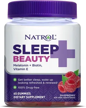 Natrol 047469077815 Sleep Beauty Melatonin And Biotin Raspberry Gummies Supplement 60 Ct