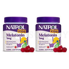 Natrol 047469080099 Kids Melatonin Gummies 1mg Raspberry Flavor 60 Count Each Lot Of 2