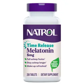 100388781 Natrol Melatonin Time Release 5mg 250 Tablets - Drug-free Sleep Aid