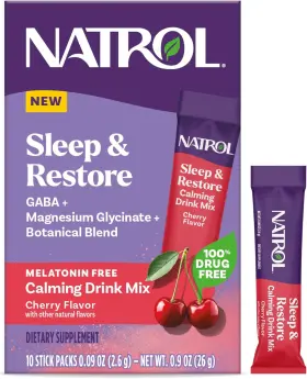 Natrol 313056367356 Sleep And Restore Calming Drink Mix With Magnesium Glycinate Sle