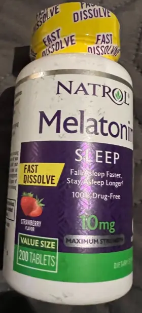 7445 Natrol Value Size Melatonin Fast Dissolve 10mg Strawberry 200 Tabs Read Desc