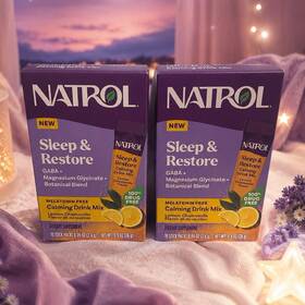 Natrol 8356 Sleep And Restore Lemon Chamomile Drink Mix 10 Ct 2 Boxes Exp 06/2027