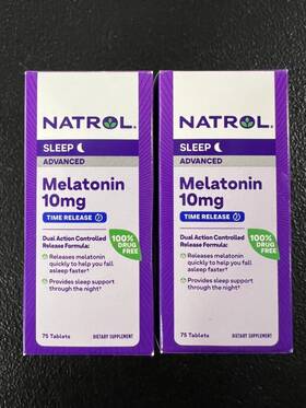 Natrol F65fd049-20d 2x Advanced Sleep Melatonin 10mg Time Release 75 Tablets Drug Free