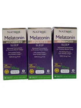 Ntl05964 Natrol Advanced Sleep Melatonin Tablets Maximum Strength 10 Mg 60 Ct Lot Of 3