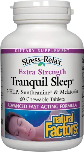 Natural Factors 445024379399 Stress-relax Tranquil Sleep Extra Strength With Suntheanine L-t