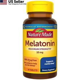 Nature Made 031604011901 Melatonin 10mg Maximum Strength Sleep Aid Tablets 70ct Drug Free