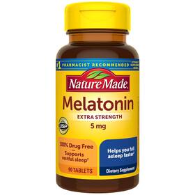Nature Made 031604027438 Melatonin 5mg Tablets Extra Strength 100% Drug Free Sleep Aid For