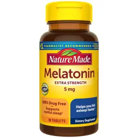 Nature Made 031604027438 Melatonin 5mg Tablets Extra Strength 100% Drug Free Sleep Aid For