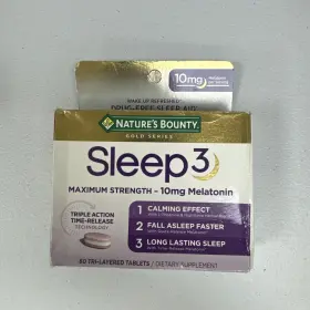 Sleep3 Nature S Bounty 074312005268 T Melatonin Supplement Tablets 10mg 60 Count Exp 11/24