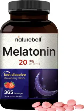 A207nb5 Naturebell Melatonin 20mg 365 Fast Dissolve Tablets - Natural Strawberry