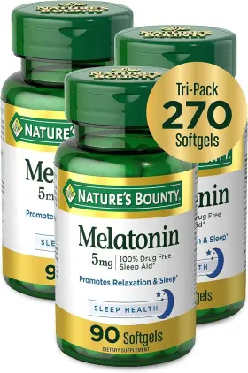 Natures Bounty 643950746774 Melatonin 5mg Sleep Support 90 Ct X 3 Drug-free Aid
