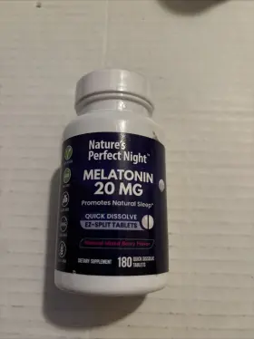 2902 Natures Perfect Night Melatonin 20mg Natural Sleeping Aid 180 Ct Berry 04/27