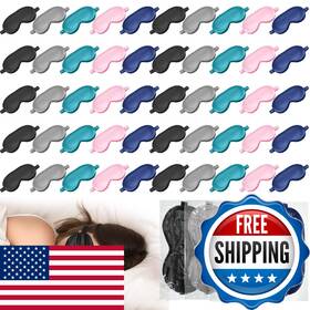 Newcotte B0fnwwgpmy 50 Pcs Silk Sleep Eye Mask For Sleeping Adjustable Elastic Strap Blacko