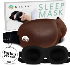 Nidra 860009850712 Contoured Sleep Mask Zero Pressure Fit Light Blocking - Standard Brown