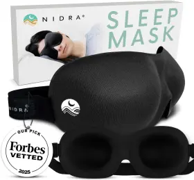 Nidra 866091000301 Contoured Sleep Mask Zero Pressure Fit Light Blocking - Small Black