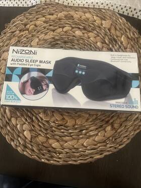 Nizoni 810088182020 Rechargeable Wireless Audio Black Padded Sleep Mask Adjustableclosure Nib