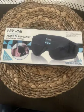 Nizoni 810088182020 Rechargeable Wireless Audio Black Padded Sleep Mask Adjustableclosure Nib