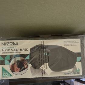 Nizoni Inv01000 Rechargeable Audio Sleep Mask Padded Eye Cups Memory Foam Black