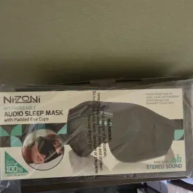 Inv01000 Nizoni Rechargeable Audio Sleep Mask Padded Eye Cups Memory Foam Black