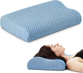 Ht02017-20 Nobrand Wave Foam Neck Pillow For Pain Relief Travel And Home Blue M